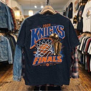Knicks Finals 2026 Black T-Shirt with Black & Blue Graphics